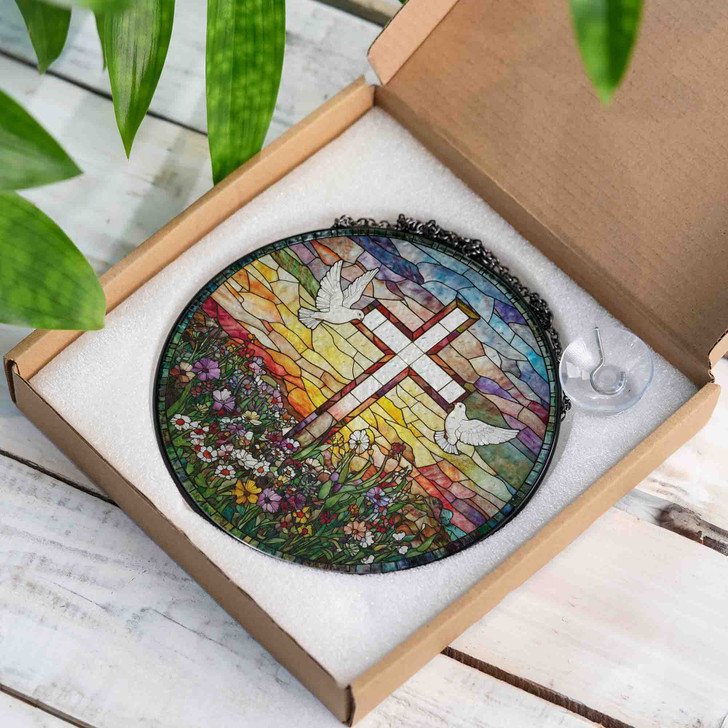 With Jesus I Shine Stained Glass Suncatcher