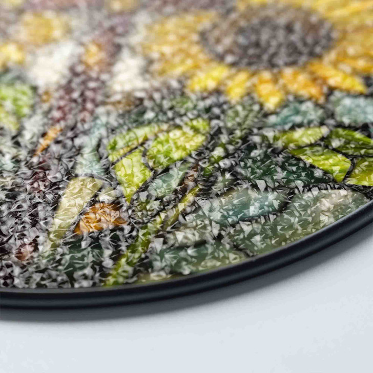 Cross with Sunflowers Stained Glass Suncatcher Window Hanging Decor