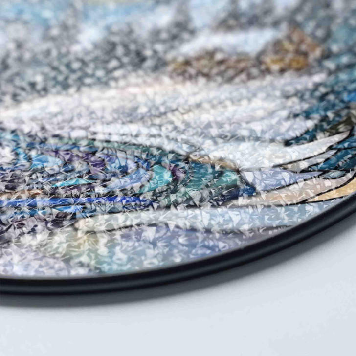 Moonlit Cabin Winter Scene Stained Glass Suncatcher Window Hanging Decor