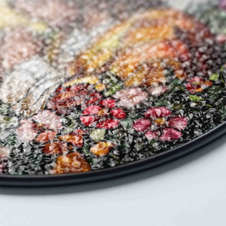 Jesus Praying Stained Glass Suncatcher Christian Window Hanging Religious Gift with Colorful Flowers