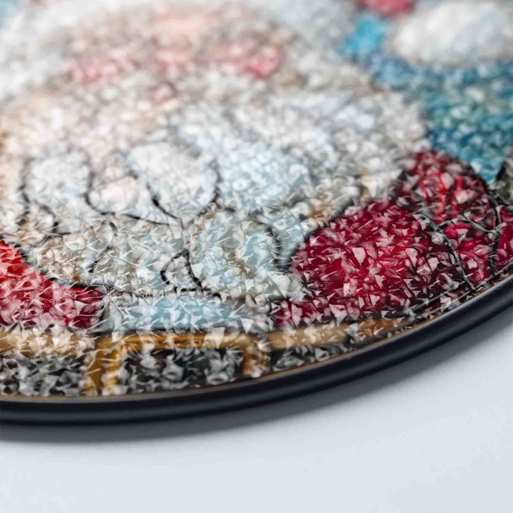 Santa Claus Stained Glass Suncatcher with Red Suit and White Beard Holiday Window Hanging Decor