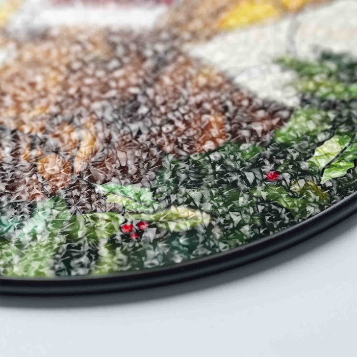 Moose Stained Glass Suncatcher with Santa Hat and Holly Holiday Window Hanging Decor