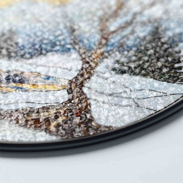 Winter Night Landscape Stained Glass Suncatcher – Moonlit Snowy Forest Window Hanging Decor