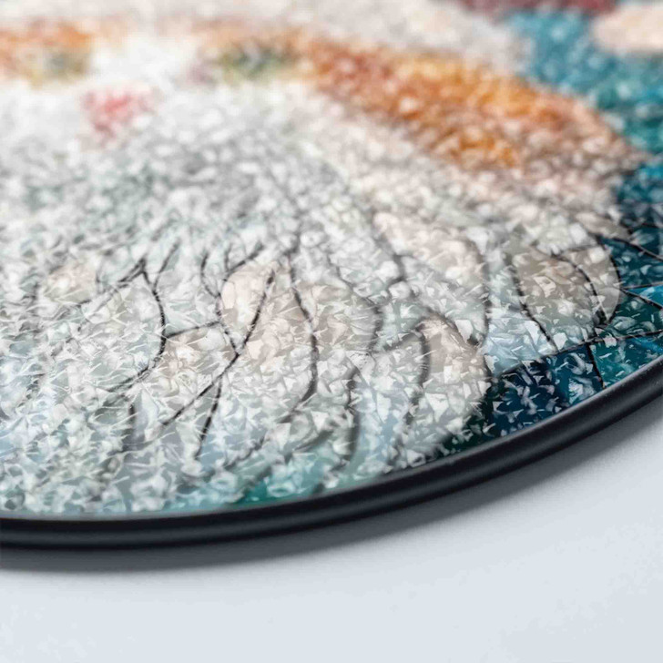 Christmas Cat Stained Glass Suncatcher – Festive Kitty in Santa Hat Window Hanging Holiday Decor