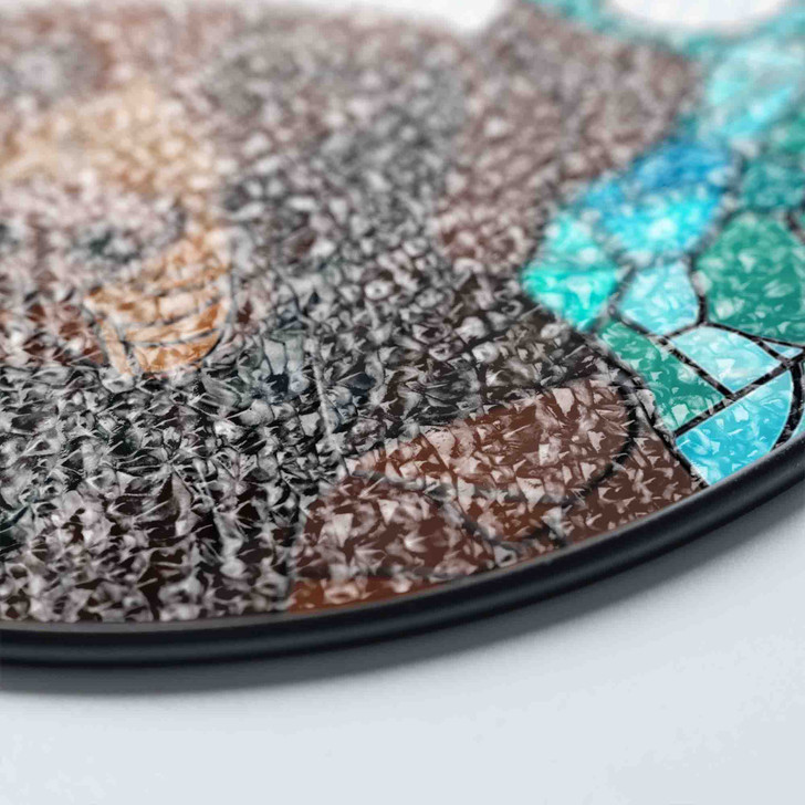 Brown Dog Christmas Stained Glass Suncatcher – Holiday Pet Window Hanging Winter Home Decor