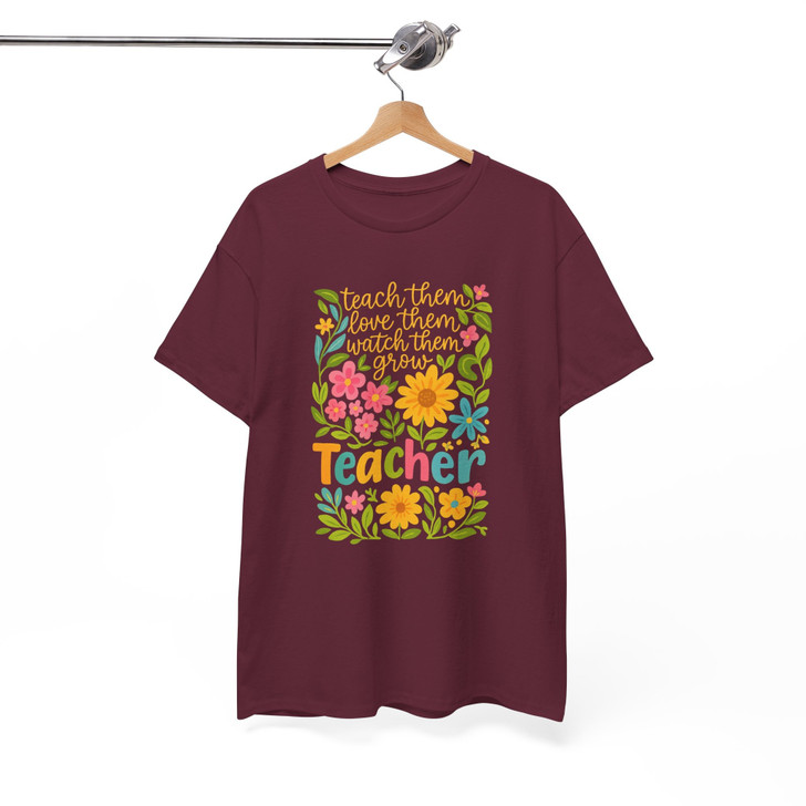 Teacher Shirt, Teach Them Love Them Watch Them Grow, Floral Preschool Teacher Kids and Adults T-Shirt, Teacher Appreciation Gift