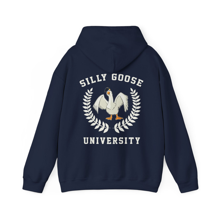 Funny Silly Goose University Hoodie, Unisex College Hoodie, Gag Gift, Funny Goose Hoodie, Humor Hoodie, Cute College Gift