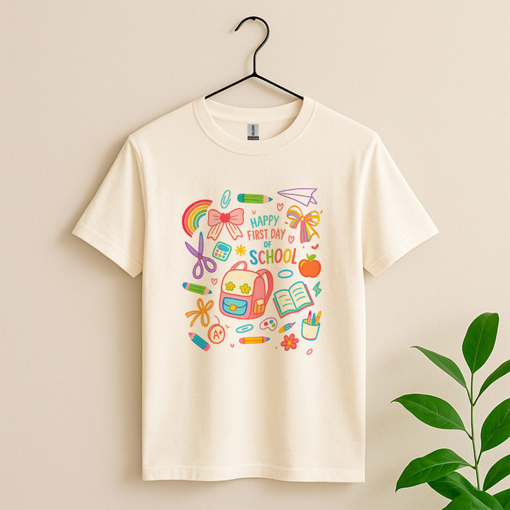 Retro Preppy Teacher Tee First Day of School Shirt Cute Classroom Doodle Graphic Back to School Teacher Shirt