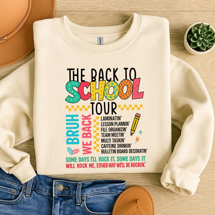 Back to school tour Sweatshirt, Bruh we back Sweatshirt, Back to school, Teacher Sweatshirt, Retro Teacher school doodles Sweatshirt