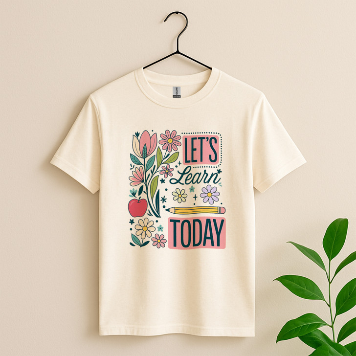 Boho Floral Teacher Shirt, Retro Back To School Outfit With Let’s Learn Quote For Adults And Kids T-Shirt
