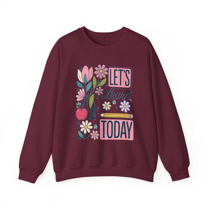 Boho Floral Teacher Sweatshirt , Retro Back To School Outfit With Let’s Learn Quote For Adults And Kids Sweatshirt