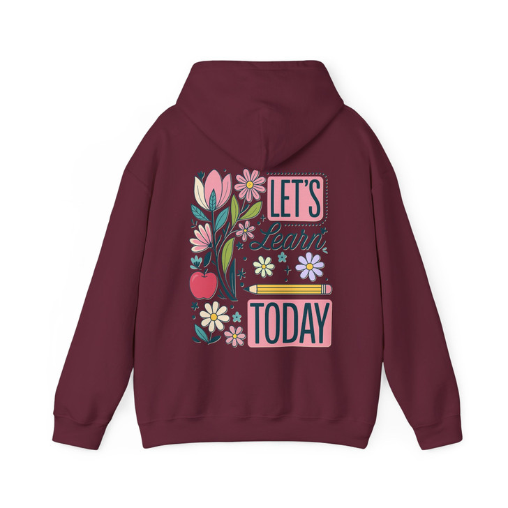 Boho Floral Teacher Hoodie, Retro Back To School Outfit With Let’s Learn Quote For Adults And Kids  Hoodie
