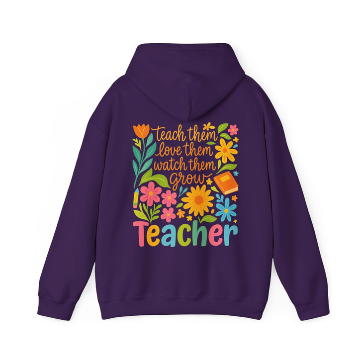 Retro Boho Floral Teacher Hoodie, Hand Drawn Teacher Appreciation Gift For Adults And Kids  Hoodie