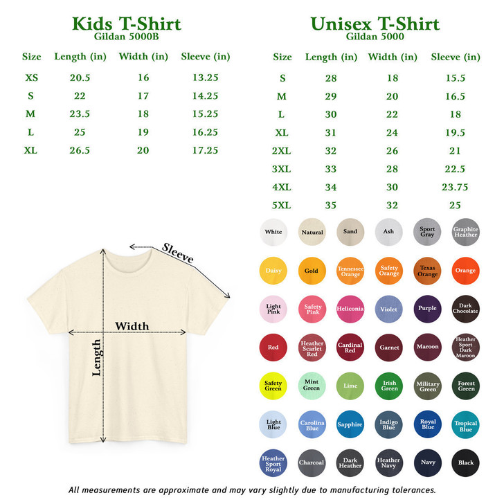 T -Shirt Size Chart