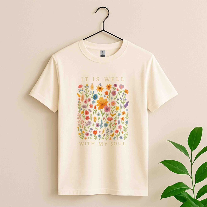It Is Well With My Soul Shirt, Floral Faith Apparel For Women Adults And Kids T-Shirt