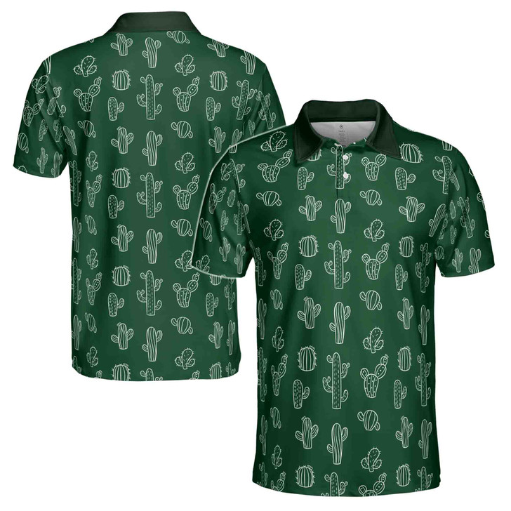 Funny Cactus Doodle Golf Men's Polo Shirt S-5XL