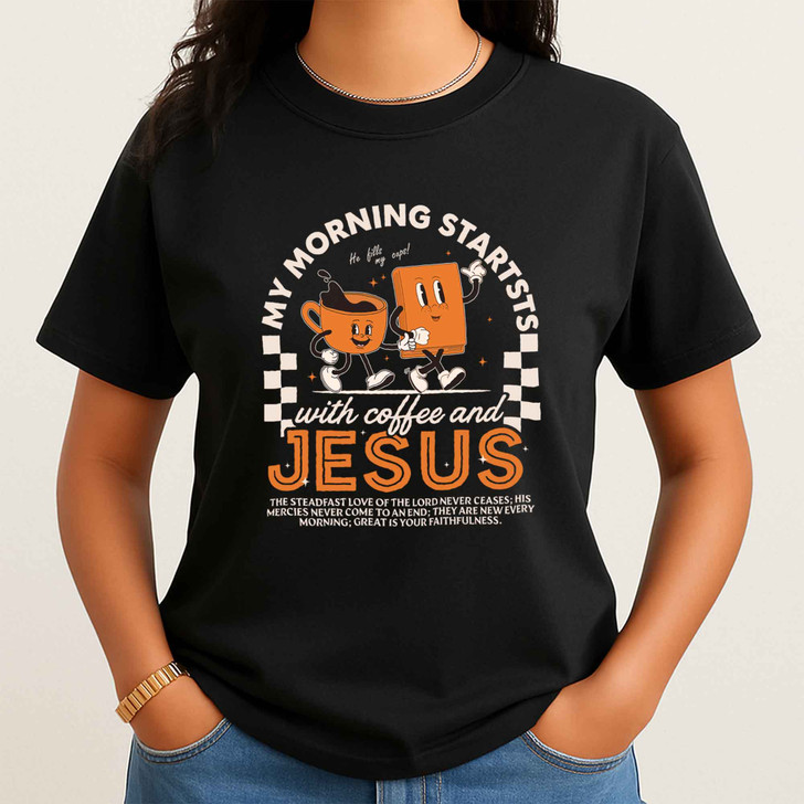 Coffee And Jesus Shirt, Retro Faith Based Christian Gift For Adults And Kids T-Shirt