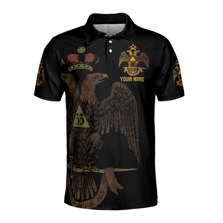 Custom Scottish Rite 33 Degree Emblem Design Masonic Men's Polo Shirt S-5XL
