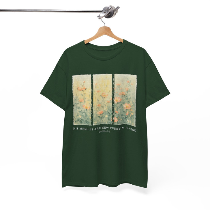 His Mercies Are New Shirt, Floral Bible Verse Faith Gift For Adults And Kids T-Shirt