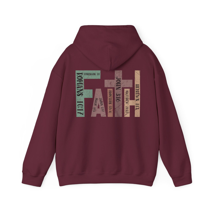 Retro Faith Christian Hoodie, Bible Verse Cross Tee For Adults And Kids Hoodie