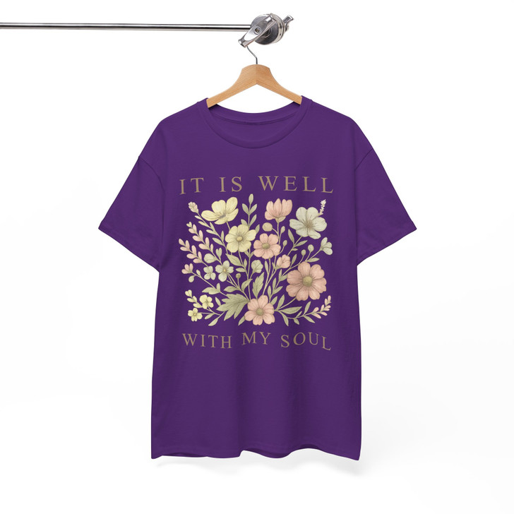 It Is Well With My Soul Vintage Floral Bible Verse, Retro Christian Faith Shirt, Gift for Women, Unisex T-Shirt