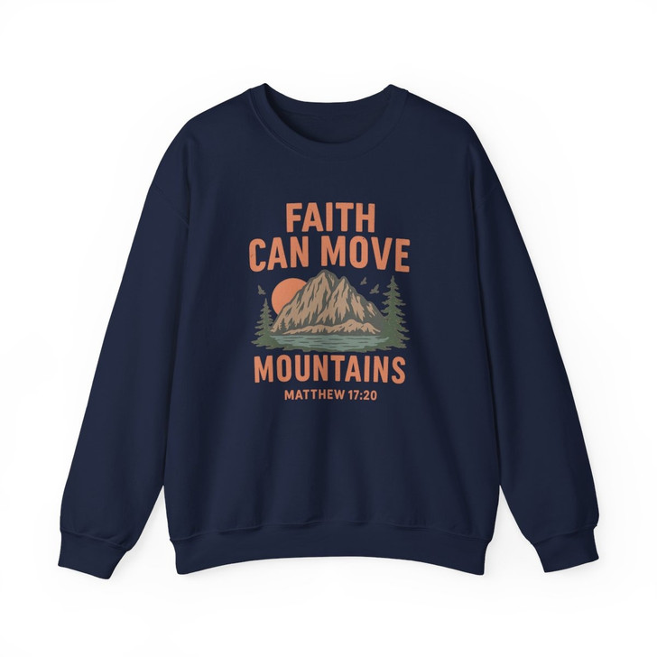 Faith Can Move Mountains, Christian Boho Oversized Retro Jesus, Religious Faith Gift, Sweatshirt