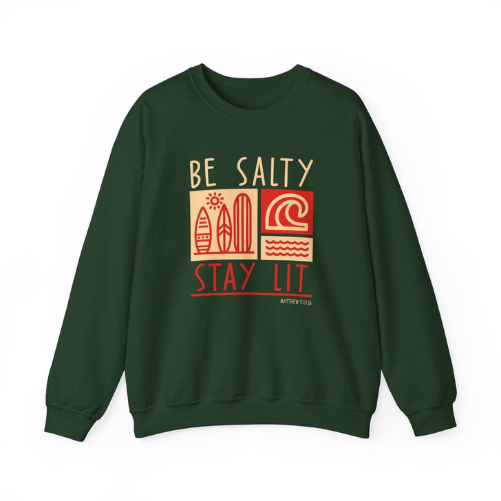 Be Salty Stay Lit Christian, Bible Verse Boho Faith Aesthetic, Word On Back Design, Sweatshirt