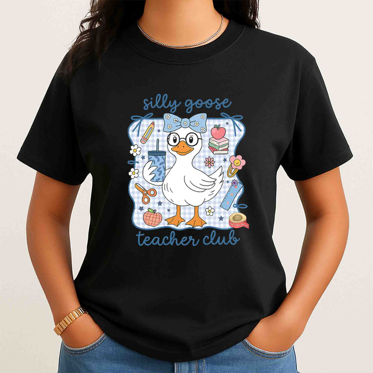 Silly Goose Teacher Club, Funny Floral Cute Teacher Back To School, Unisex T-Shirt