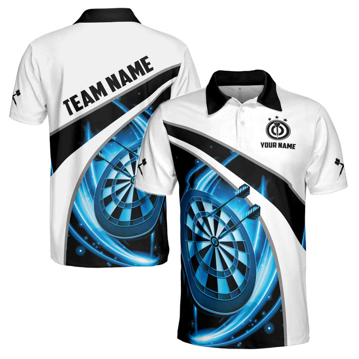 Custom Name Team Name Blue Darts Art Darts Team Men's Polo Shirt S-5XL