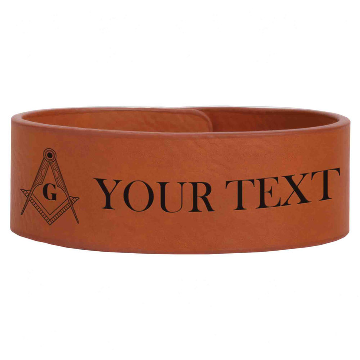 Custom Masonic Edge Pattern Engraved Leatherette Cuff Wristband