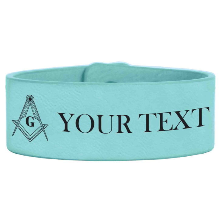 Custom Masonic Edge Pattern Engraved Leatherette Cuff Wristband