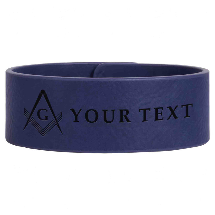 Custom Masonic Razor Edge Engraved Leatherette Cuff Wristband