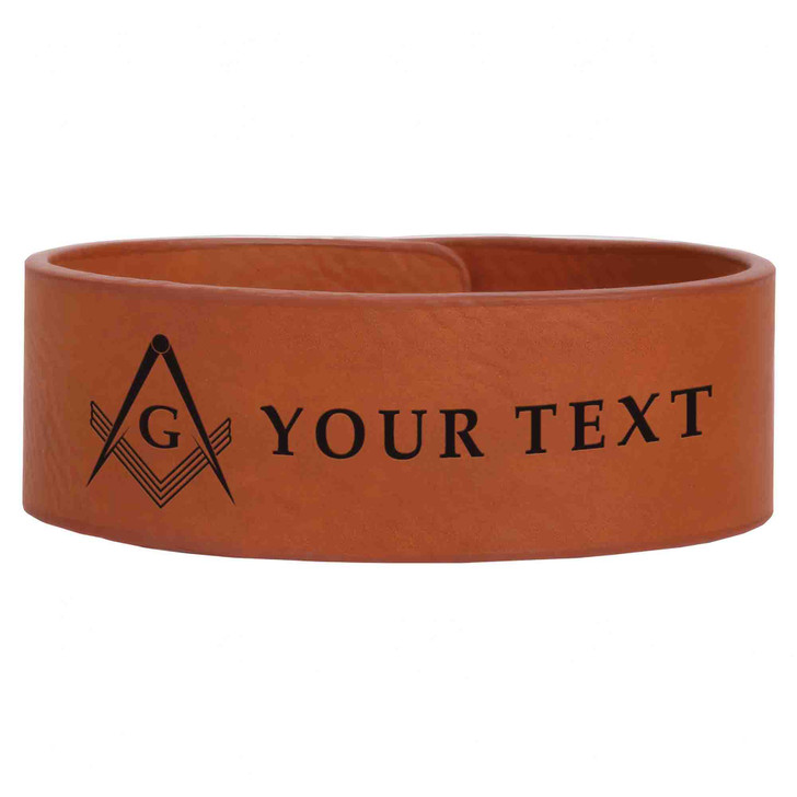 Custom Masonic Razor Edge Engraved Leatherette Cuff Wristband