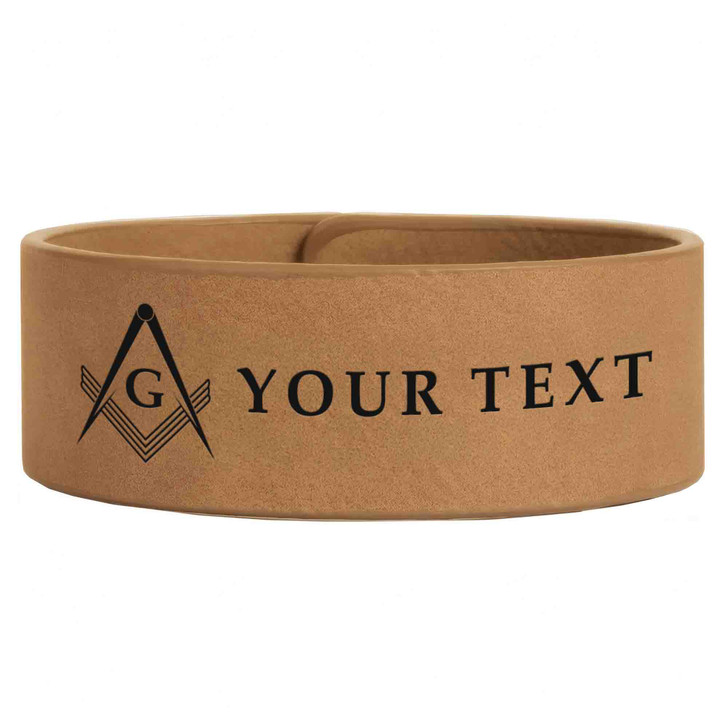 Custom Masonic Razor Edge Engraved Leatherette Cuff Wristband