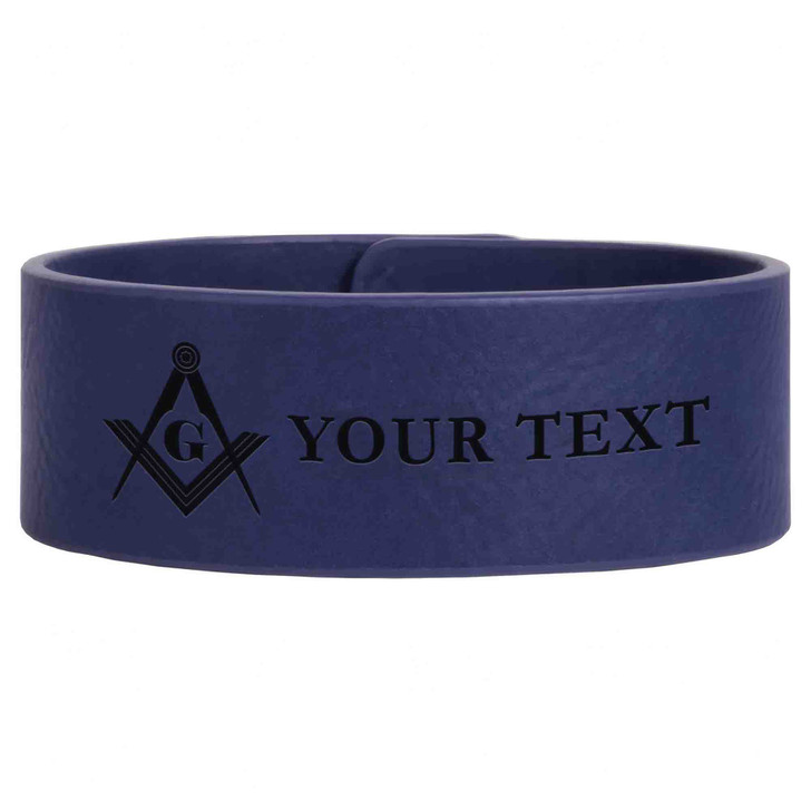 Custom Masonic Octogram Star Symbol Freemason Lodge Gift Engraved Leatherette Cuff Wristband
