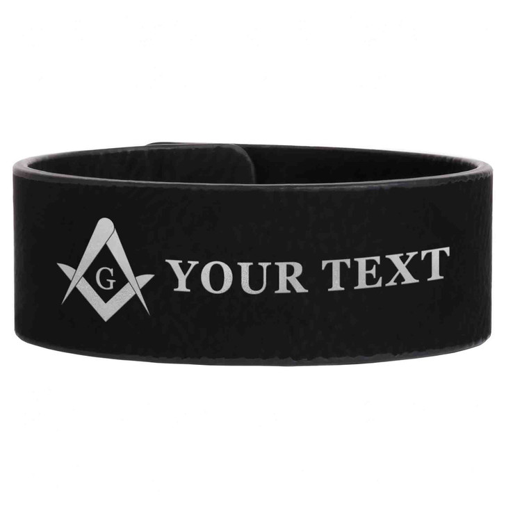 Custom Masonic Simple Shape Symbol Freemason Lodge Gift Engraved Leatherette Cuff Wristband