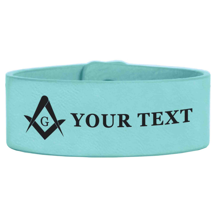 Custom Masonic Simple Shape Symbol Freemason Lodge Gift Engraved Leatherette Cuff Wristband