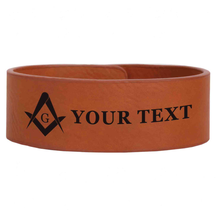 Custom Masonic Simple Shape Symbol Freemason Lodge Gift Engraved Leatherette Cuff Wristband