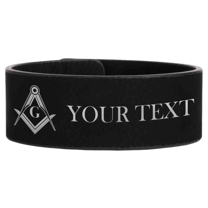 Custom Masonic Measure Lines Symbol Freemason Lodge Gift Engraved Leatherette Cuff Wristband