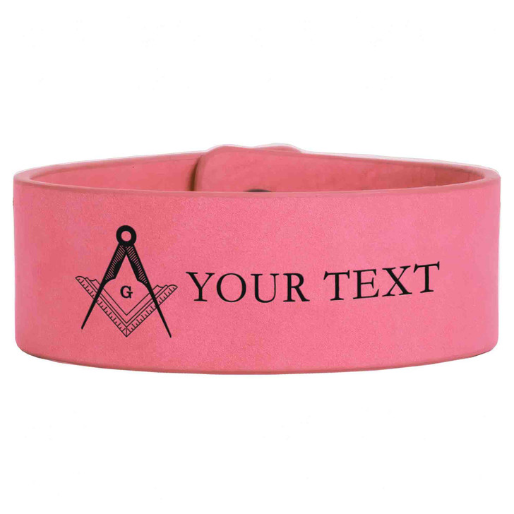 Custom Masonic Lines Pattern Symbol Freemason Lodge Gift Engraved Leatherette Cuff Wristband