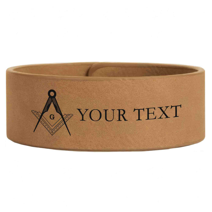 Custom Masonic Lines Pattern Symbol Freemason Lodge Gift Engraved Leatherette Cuff Wristband