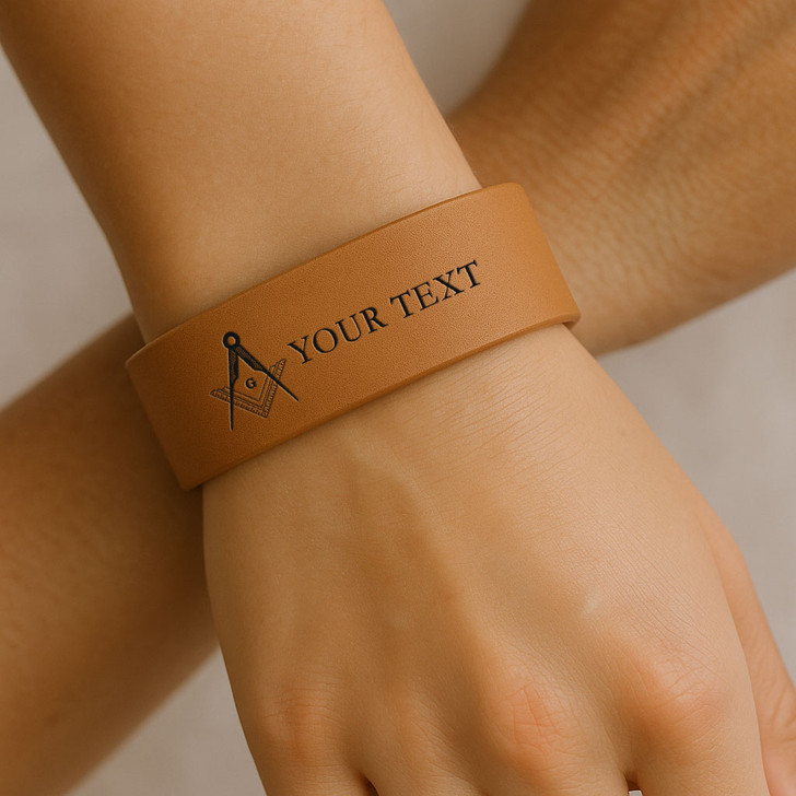 Custom Masonic Lines Pattern Symbol Freemason Lodge Gift Engraved Leatherette Cuff Wristband