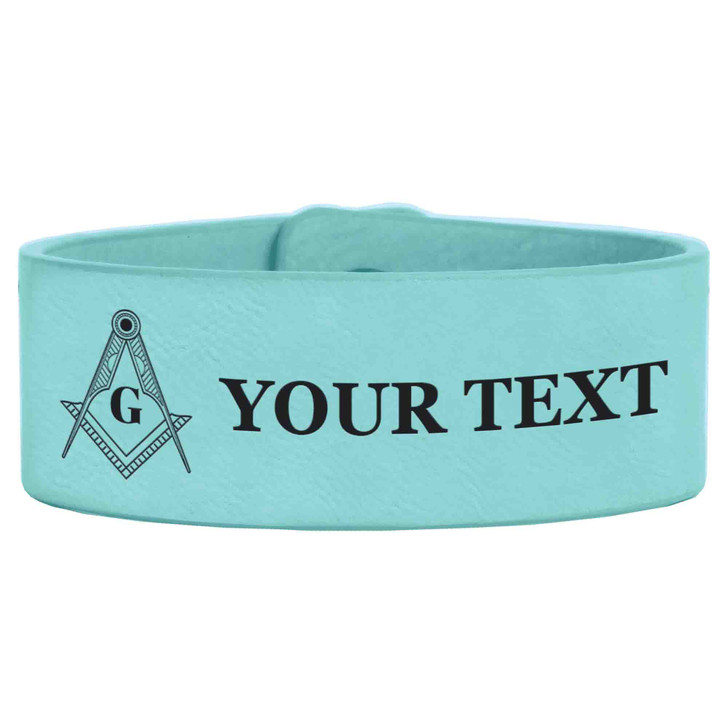 Custom Masonic Lines Marking Symbol Freemason Lodge Gift Engraved Leatherette Cuff Wristband