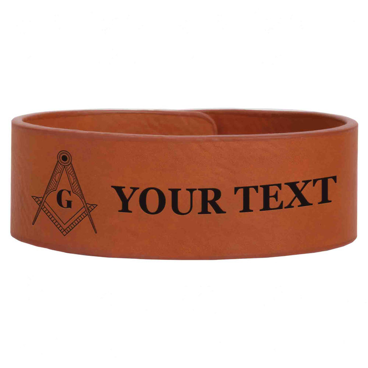 Custom Masonic Lines Marking Symbol Freemason Lodge Gift Engraved Leatherette Cuff Wristband