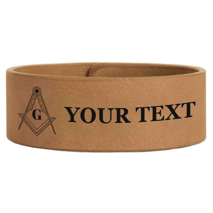 Custom Masonic Lines Marking Symbol Freemason Lodge Gift Engraved Leatherette Cuff Wristband