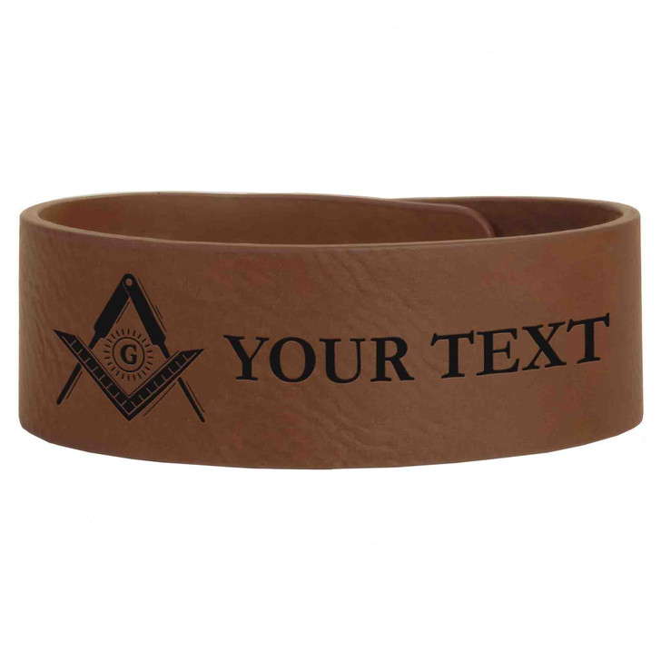 Custom Masonic G with Sun Symbol Freemason Lodge Gift Engraved Leatherette Cuff Wristband