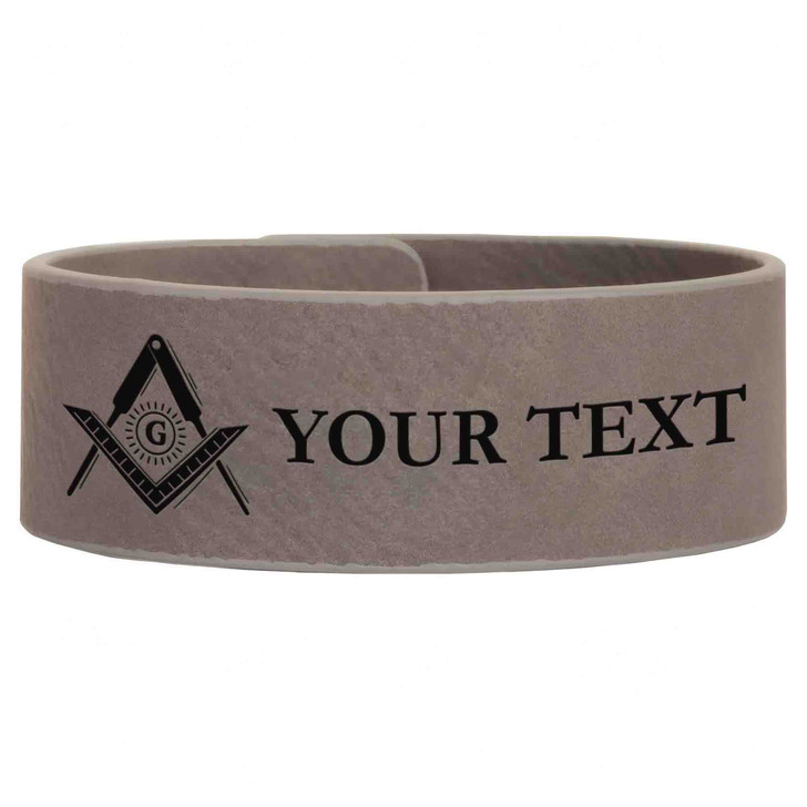 Custom Masonic G with Sun Symbol Freemason Lodge Gift Engraved Leatherette Cuff Wristband