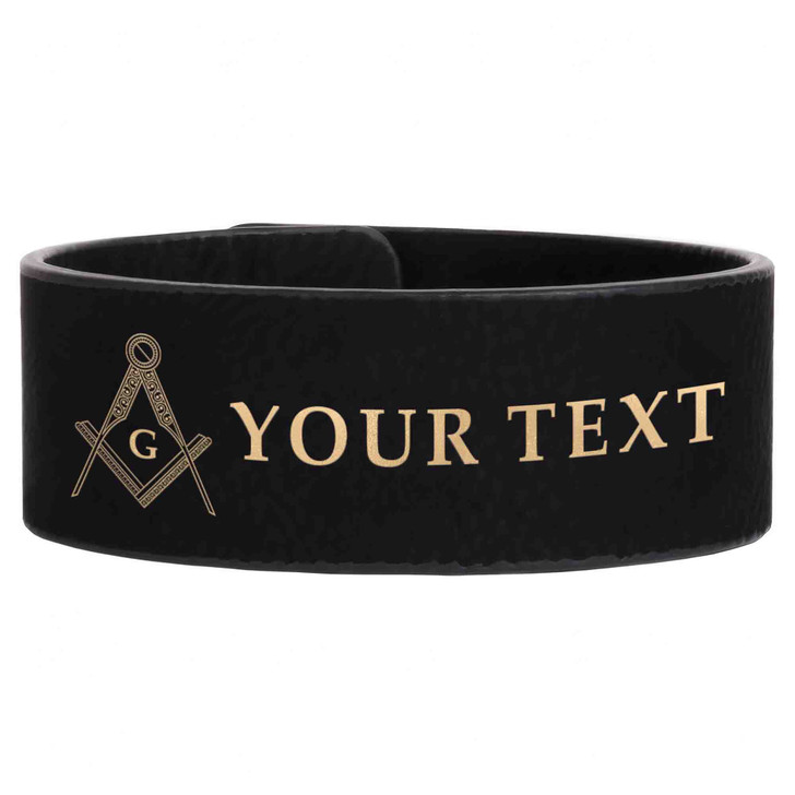 Custom Masonic Curve Pattern Symbol Freemason Lodge Gift Engraved Leatherette Cuff Wristband