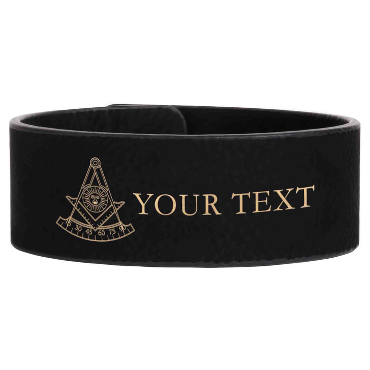 Custom Past Master Symbol Standard Pattern Freemason Lodge Gift Engraved Leatherette Cuff Wristband