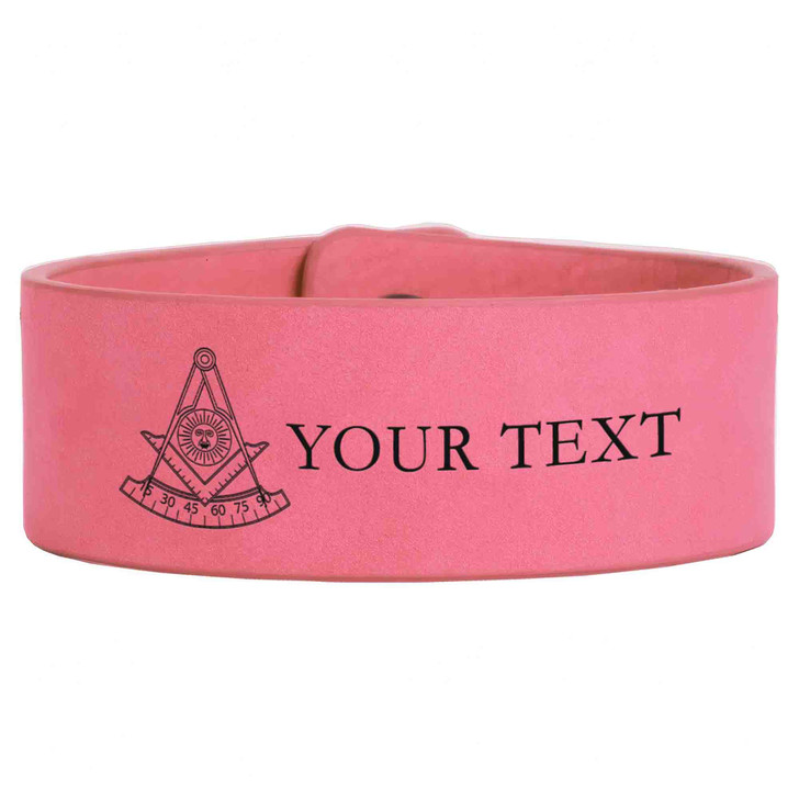 Custom Past Master Symbol Standard Pattern Freemason Lodge Gift Engraved Leatherette Cuff Wristband